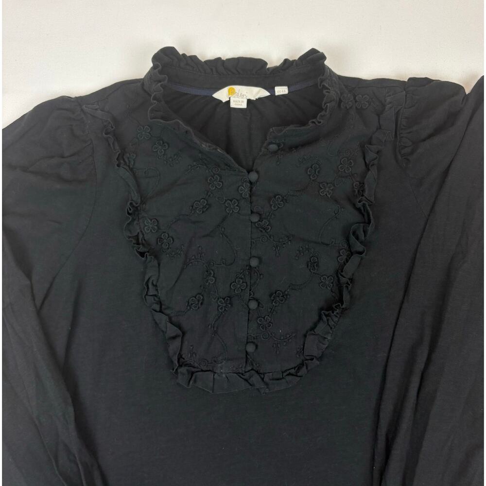 Boden Embroidered Woven Mix Top Black Size L US14 UK18 T1037 Boho Blouse